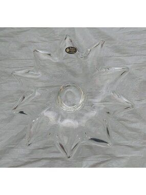 Vintage White Cristal Star Bowl Hand Made Italy Clear Glass Centerpiece MCM
